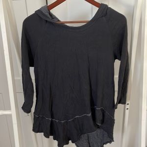 Hooded raw edge sweatshirt